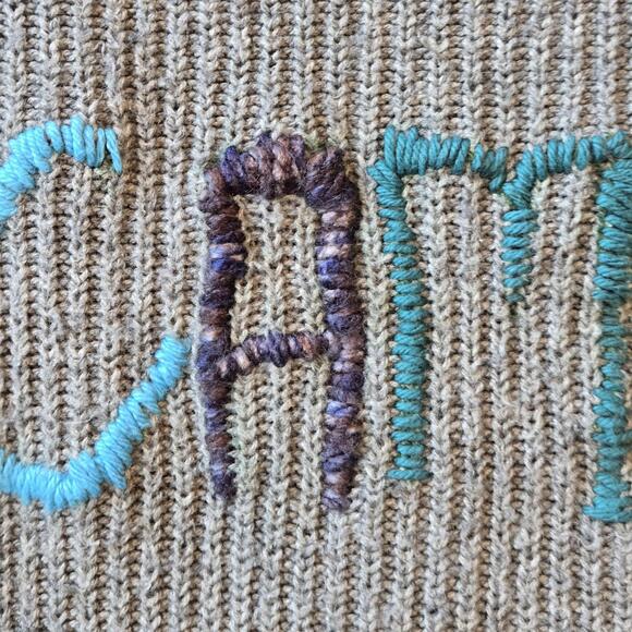 Upcycled Knit Sweater 'Camp' Retro Graphic - Picture 4 of 5